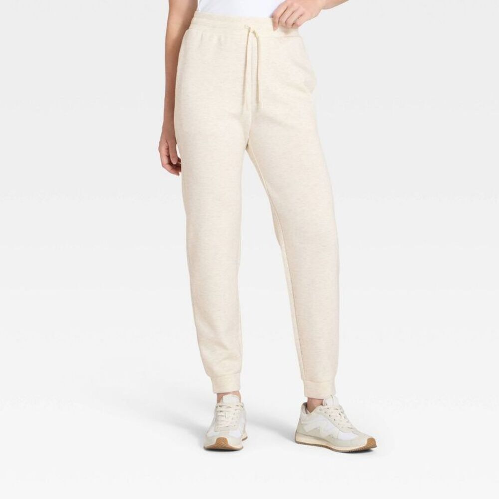 Women's Airy Sleek Jogger Sweatpants - All In Motion Heathered Cream L